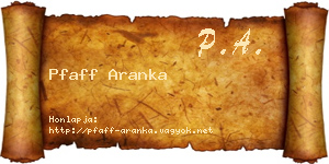 Pfaff Aranka névjegykártya